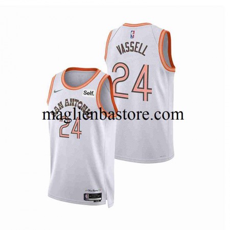 Maglia NBA San Antonio Spurs Devin Vassell 24 Nike 2023-2024 City Edition Bianco Swingman - Uomo